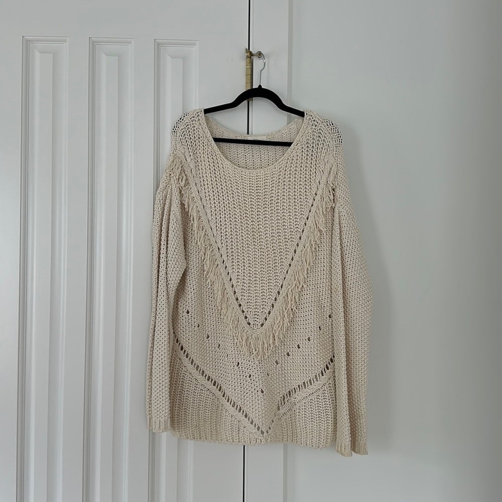 Ivory Fringe H&M Sweater